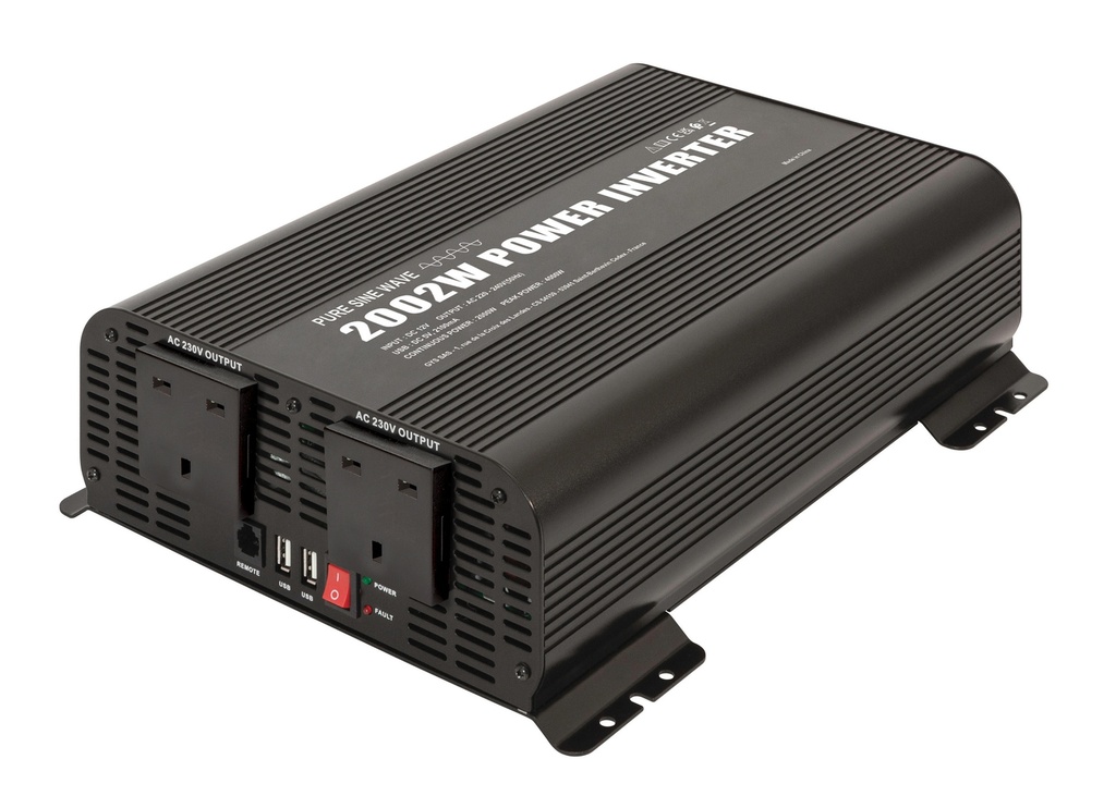 Power inverter PSW 2002W – 12V – with remote control display – UK (067400, GYS)