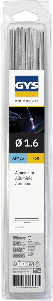 TIG alumīnija stieņi AlMg5 Ø1,6 mm (069534, GYS)