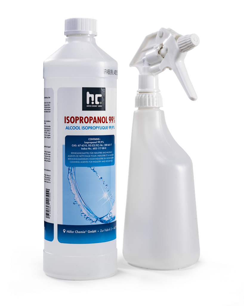 Izopropilspirts 99,9 %, 1 l + izsmidzināšanas pudele (082236, GYS)
