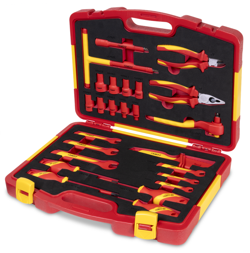 Insulated (1000 V) tool set for electric vehicles, 25 pcs (083837, GYS)