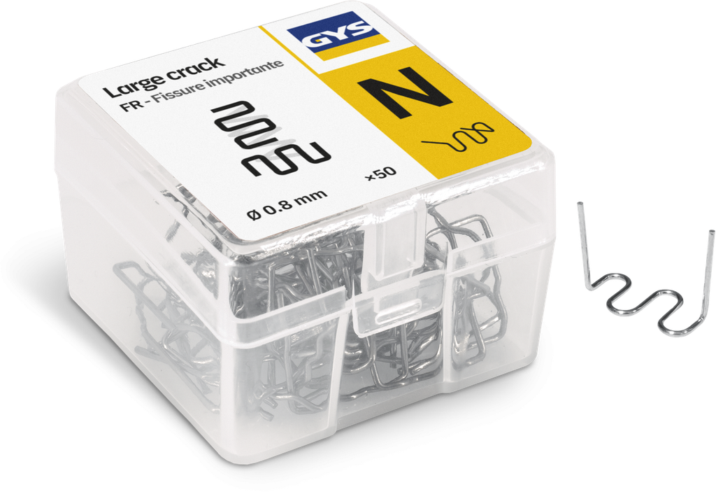 Skavas plastmasas remontam, 50 gab., 0,80 mm – lielas plaisas (N) (091672, GYS)