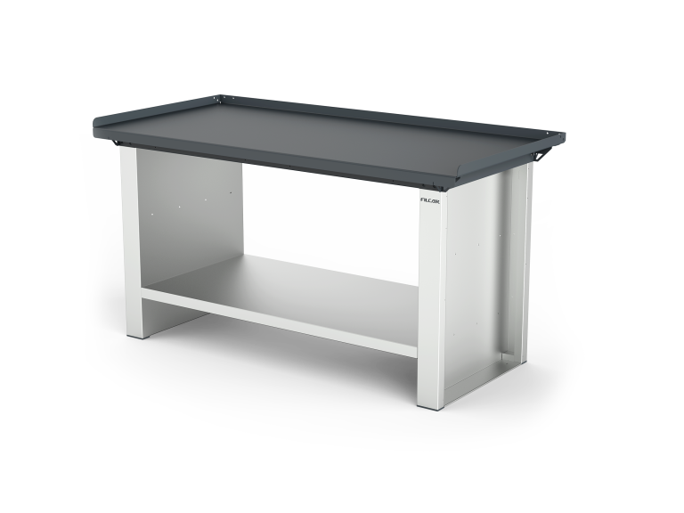 MONO workbench, fixed height, standard sides, anti-fall top, shelf 600 mm, 1500 mm, Filcar (ELFA-150-A1G, FILCAR)