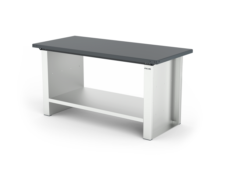 Darbastalis MONO, fiks. aukščio, standartiniai šonai, lygus stalviršis, lentyna 600 mm, 1500 mm, Filcar (ELFA-150-A2G, FILCAR)