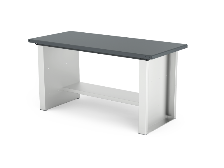 MONO workbench, fixed height, standard sides, flat top, shelf 300 mm, 1500 mm, Filcar (ELFA-150-A2M, FILCAR)