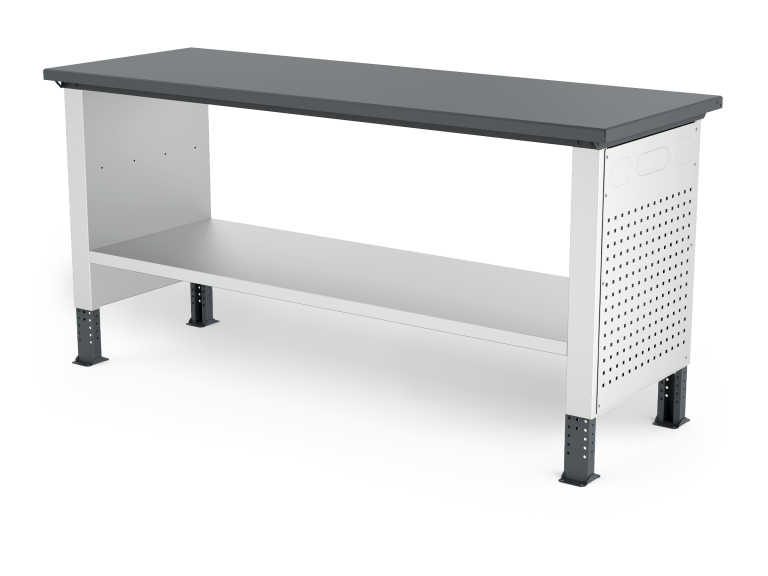 MONO workbench, adjustable height, closed sides, flat top, shelf 600 mm, 2000 mm, Filcar (ELRC-200-A2G, FILCAR)