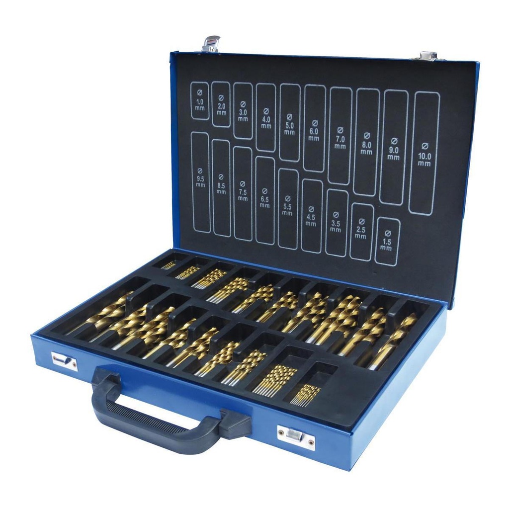 Set of grooved bits HSS,170pc,1-10mm,TiN (SPS170TIN, HOLZMANN)