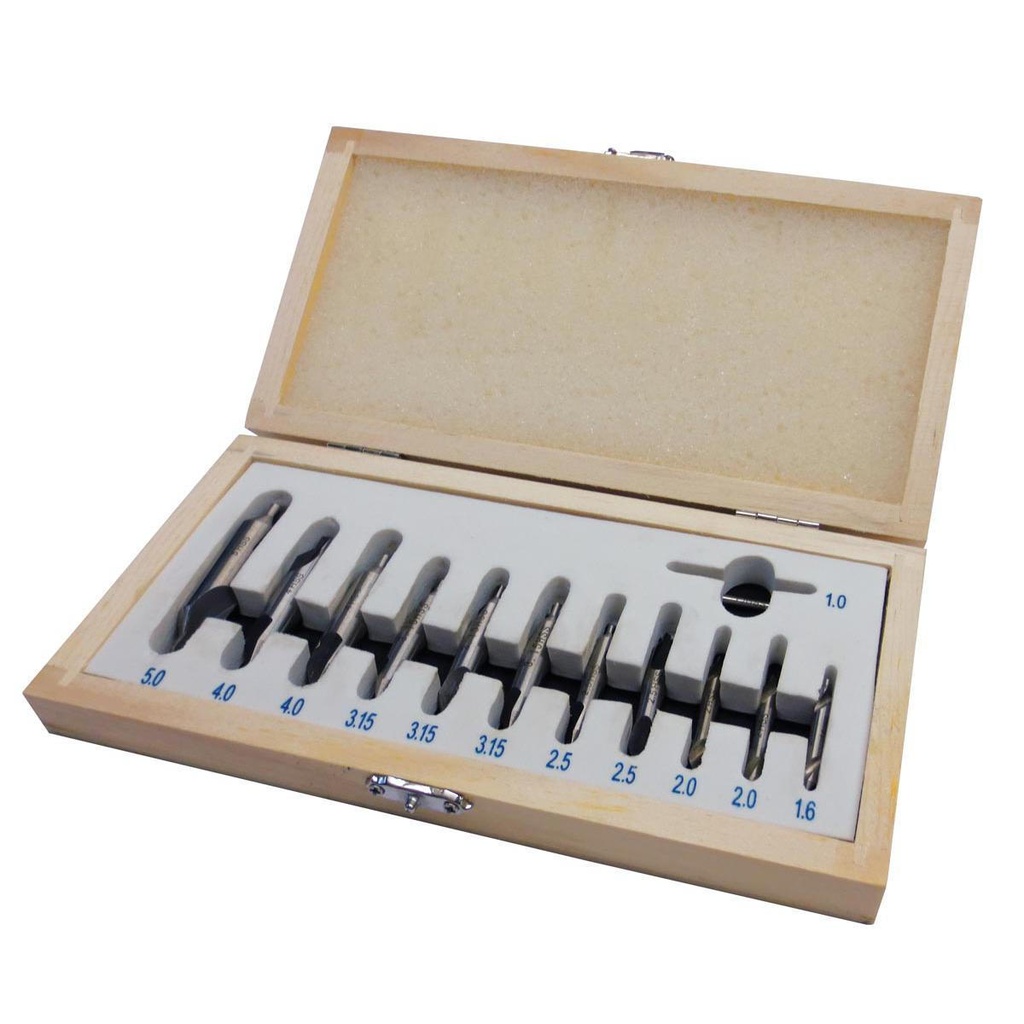 Centravimo grąžtų rinkinys 12vnt, 1-5mm, metrinis (ZBS12TLG, HOLZMANN)