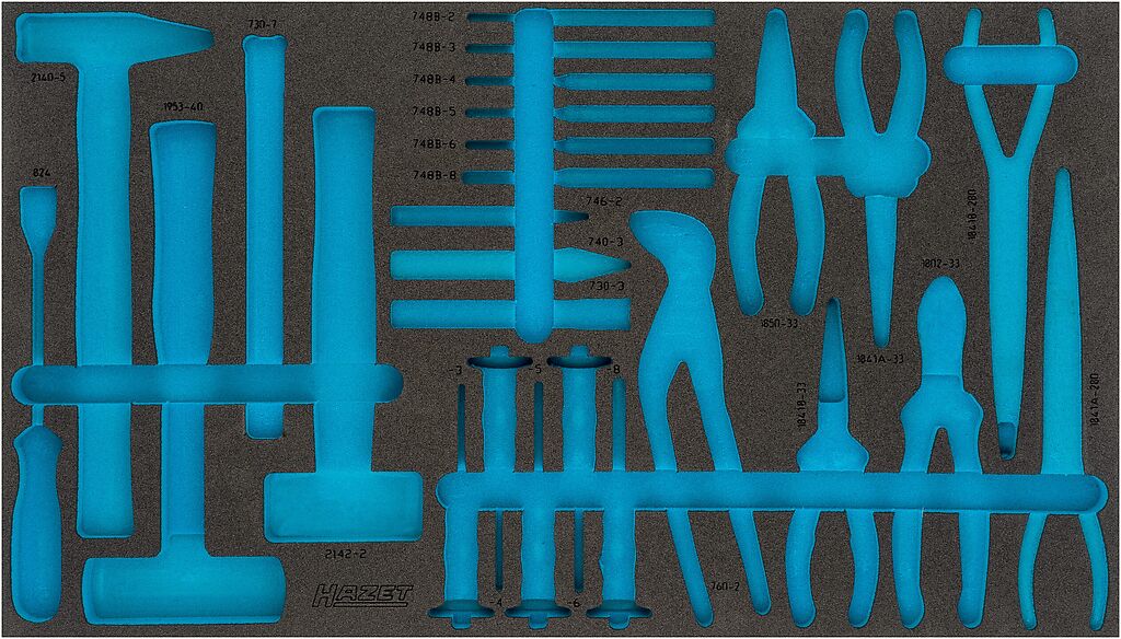 Dvikomponentis putų įdėklas įrankiams 701×410×38 mm (163-479L, HAZET)