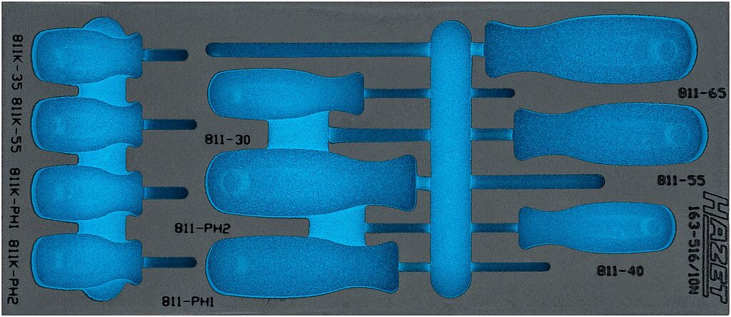Dvikomponentis putų įdėklas įrankiams 400×172×35 mm (163-516LN, HAZET)