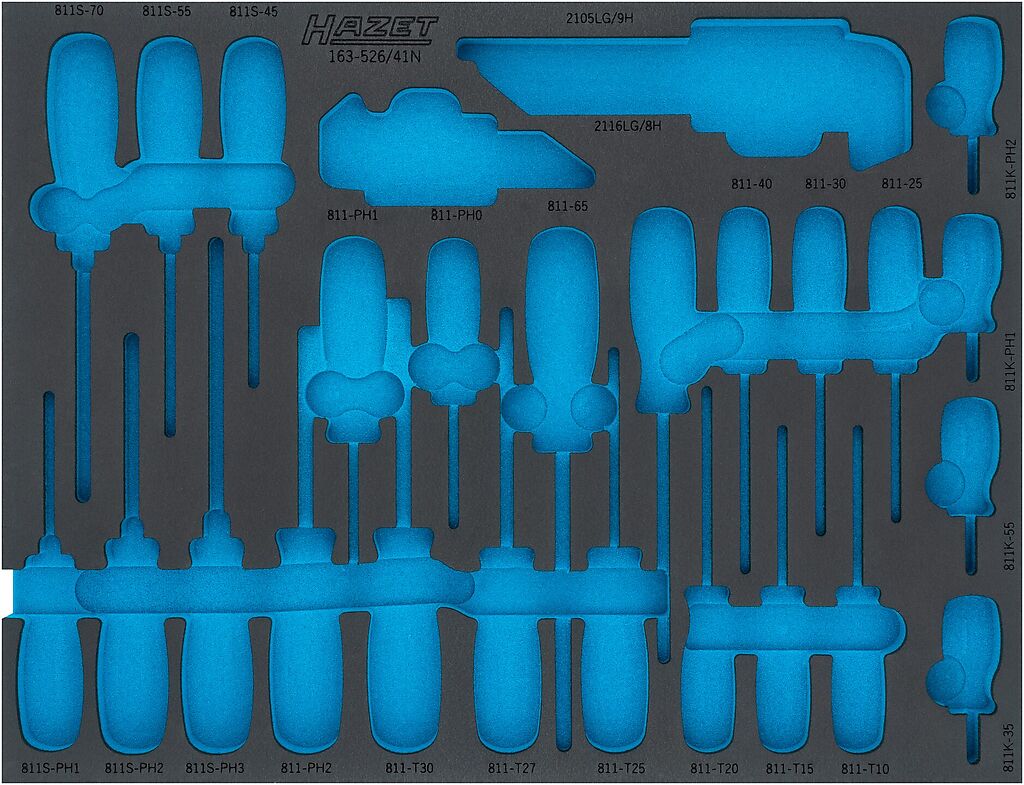 Dvikomponentis putų įdėklas įrankiams 519×390×35 mm (163-526LN, HAZET)