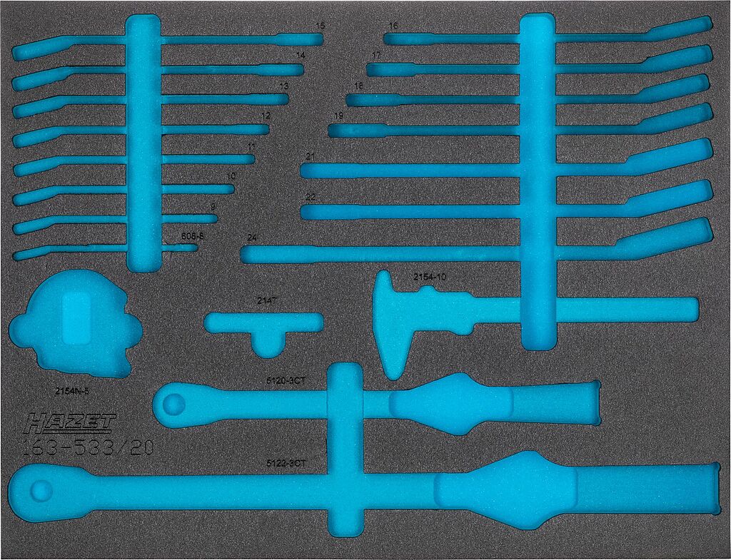 Dvikomponentis putų įdėklas įrankiams 519×398×38 mm (163-533L, HAZET)