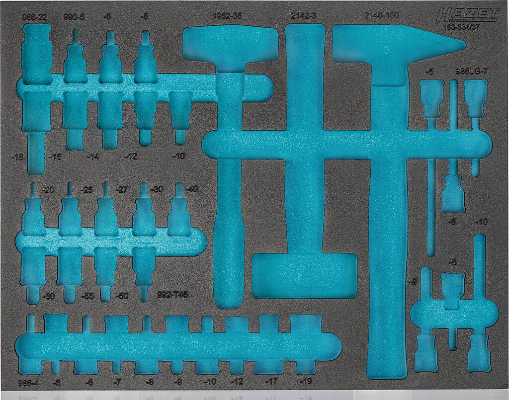 Divkomponentu putu ieliktnis instrumentiem 525×403×38 mm (163-534L, HAZET)