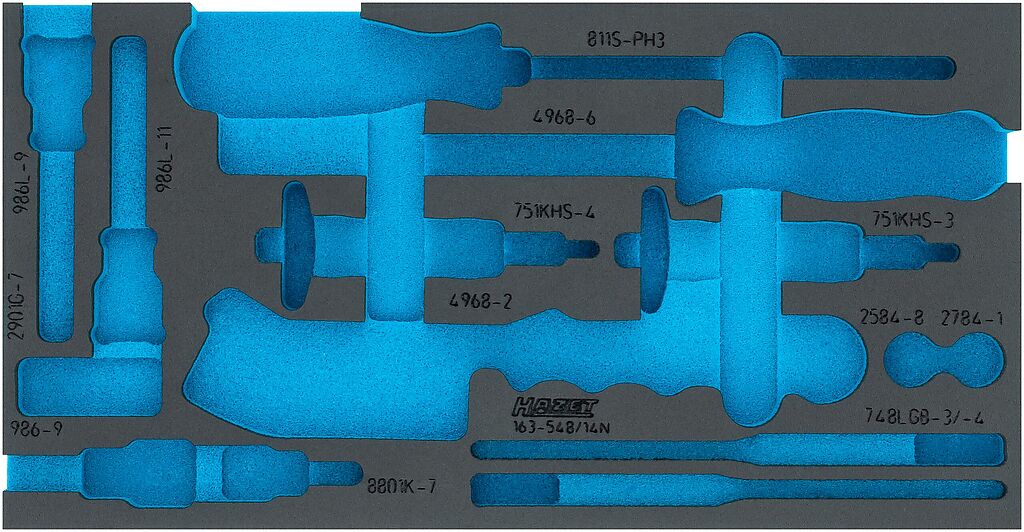 Divkomponentu putu ieliktnis instrumentiem 340×175×30 mm (163-548LN, HAZET)
