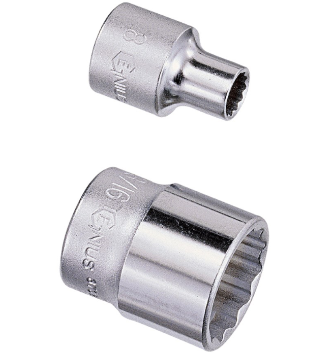 Galvutė 3/8" 12-kampė colinė 3/8" (373212, GENIUS)
