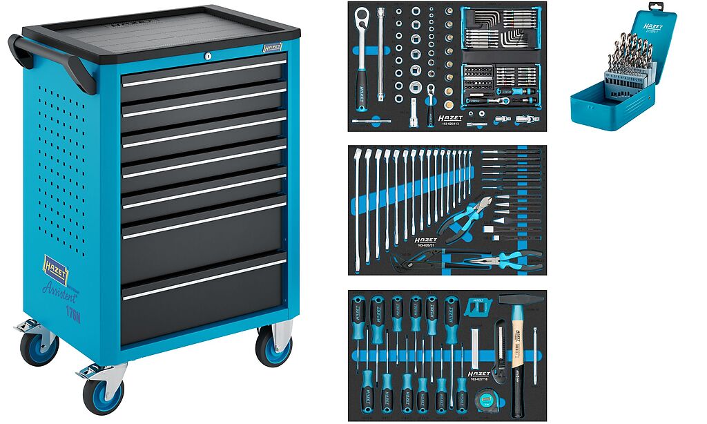 Tool trolley Assistent® 176N-7, assortment, L x W x H: 780 mm x 498 mm x 1018 mm, 187-pieces (176N-7/187, HAZET)