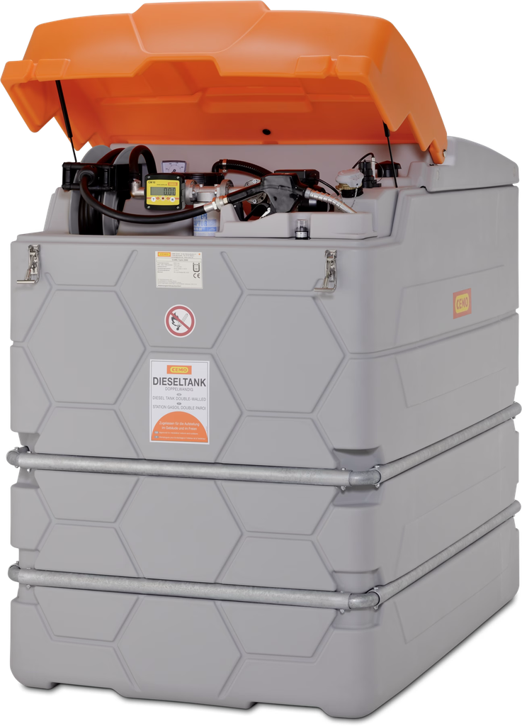 CUBE-Tank 2500 l diesel, outdoor, Premium Plus 10, electric pump 72 l/min (10736, CEMO)