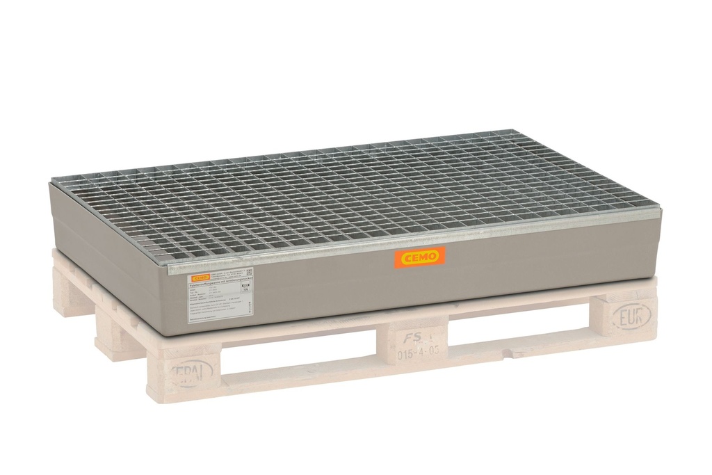 GRP sump pallet 150 l with fixing pins and galvanised steel grating (7970, CEMO)