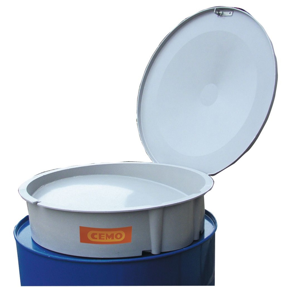 GRP funnel with hinged lid for 200 l drum (5348, CEMO)