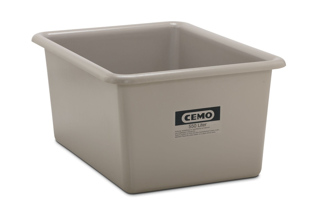 Taisnstūrveida tvertne 550 l, pelēka (1163, CEMO)