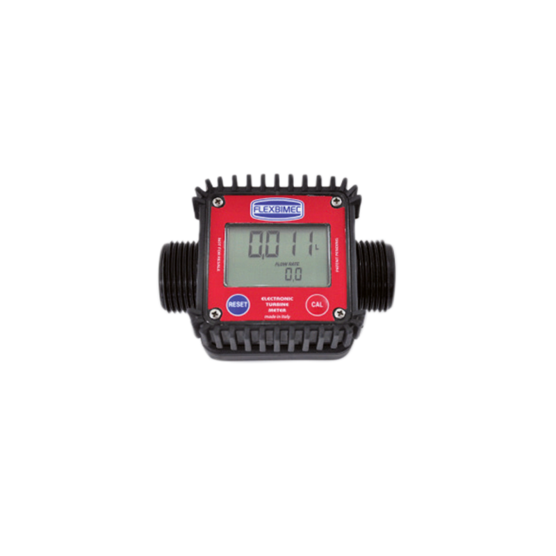 Dīzeļdegvielas un benzīna turbīnas digitālais skaitītājs, poliamīda korpuss, lineārs, 1" BSP, 5–120 l/min (2823, FLEXBIMEC)