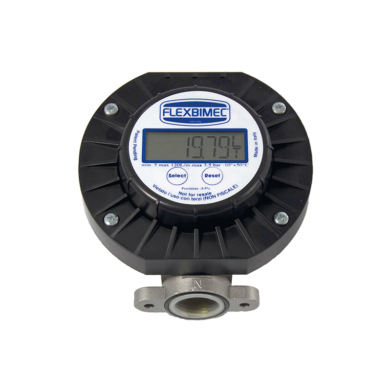 Digitālais svārstību diska dīzeļdegvielas mērītājs, savienojumi 1", 5–120 l/min, 6 ciparu daļējais skaitītājs (2869, FLEXBIMEC)