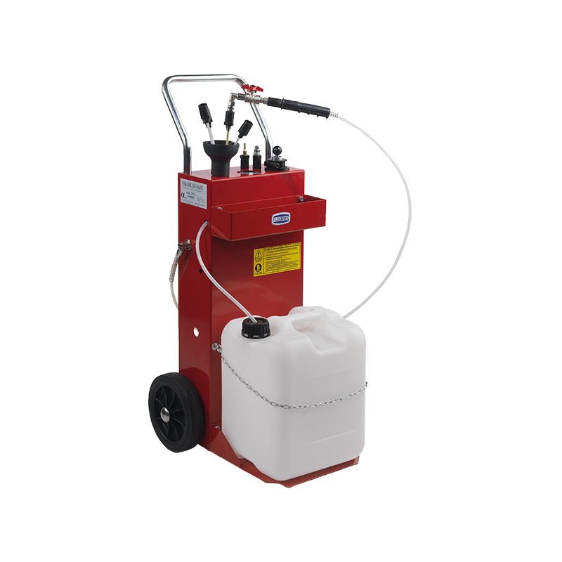 Mobile waste oil extractors with air-operated rotary pump, OIL BLITZ series, 2-wheel trolley, set of probes and adaptors, plastic can 20 l, FLEXBIMEC (3020)