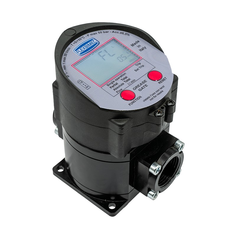 Electronic grease flow meter "2TT - GREASE NEPTUNE 3/4" for high quantities, inline, 1" BSP (F), Flexbimec (4295, FLEXBIMEC)