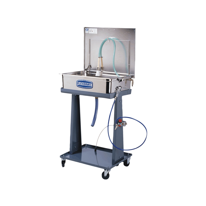 Stainless steel wheeled washing basin with air operated rotary pump, art. 1058 (5953, FLEXBIMEC)