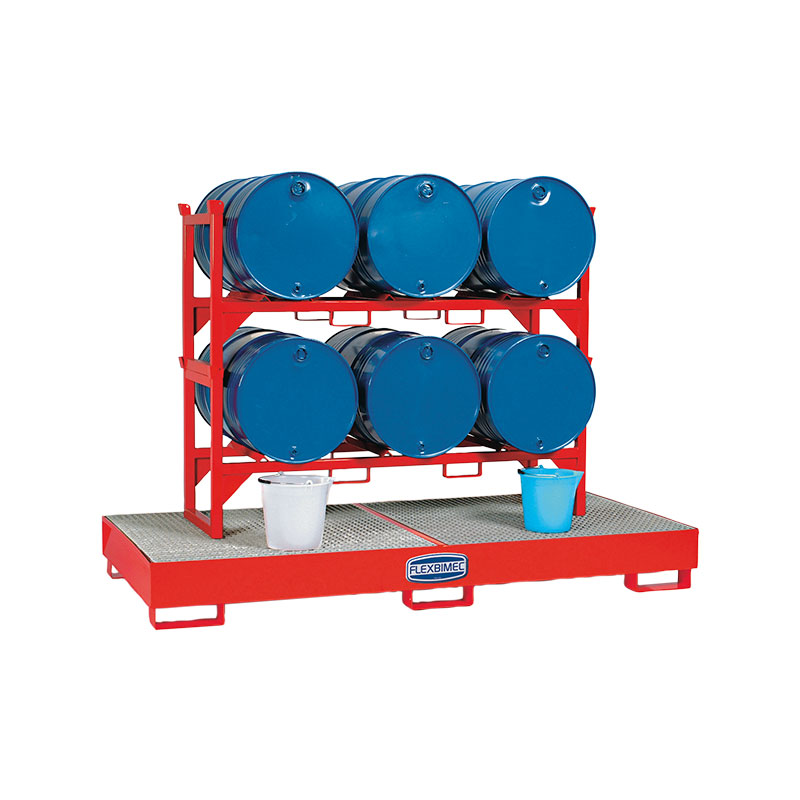 Metal barrel rack for horizontal storage up to 3 drums of 208 l on pallet art. no. 8565, FLEXBIMEC (8568)