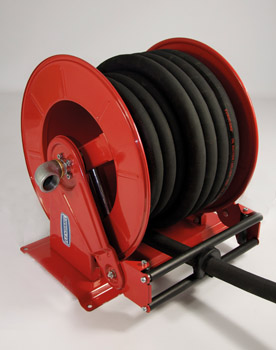 Šļūtenes spole ar dubulto atsperu, krāsota tērauda, ar daudzpozīciju vadotni, regulējamu sviru sērija, ar šļūteni Ø 1 1/2 col. – garums 15 m, dīzeļdegvielai, FLEXBIMEC (9039+2899715)