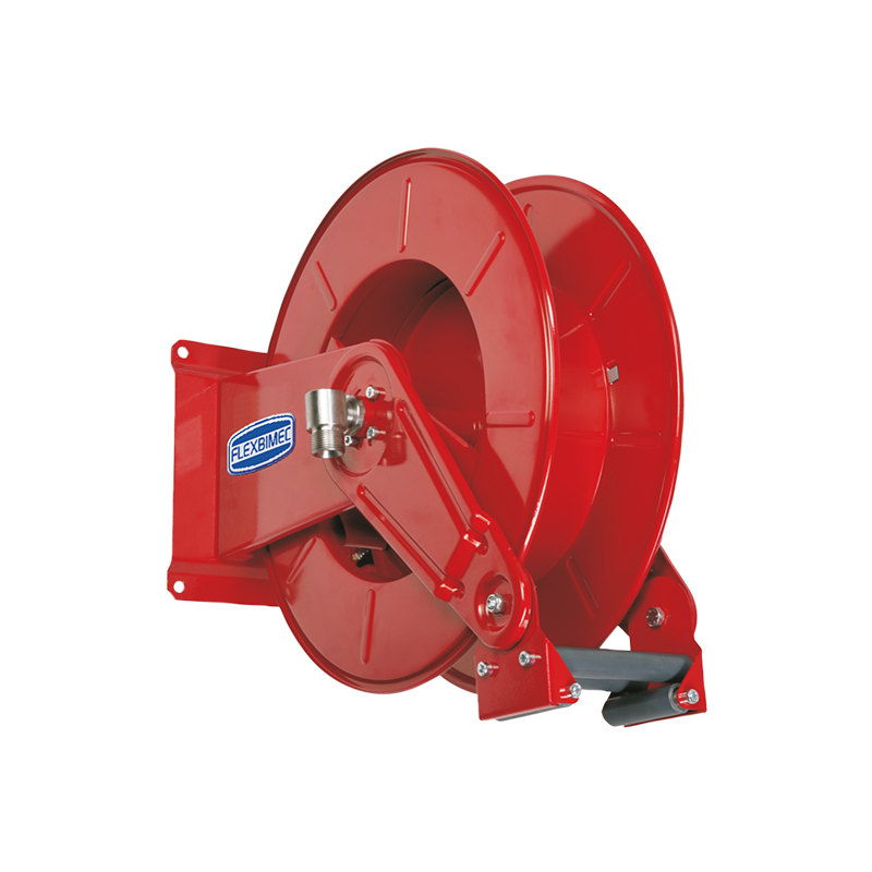 Spring driven painted steel hose reels L. max 15 m w/o hose - Ø 1". Adjustable arm series, FLEXBIMEC (9084)
