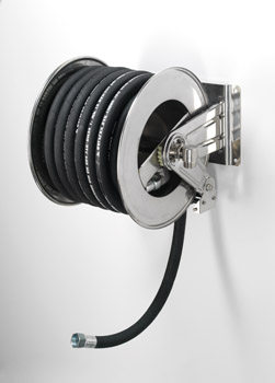Twin spring hose reel, stainless steel, multi-position guide, with hose Ø 1 1/2 col. – L. max 15 m, for diesel, FLEXBIMEC (9539+2899715)