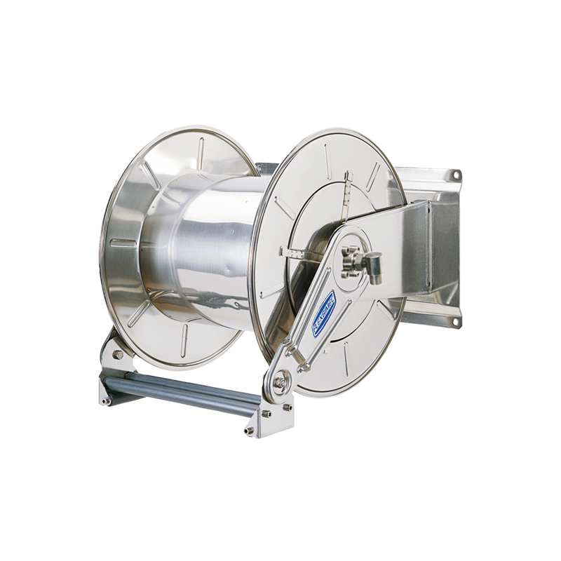 Twin spring driven stainless steel hose reel L. max 100 m w/o hose - Ø 1/2". Adjustable arm series, FLEXBIMEC (9589)