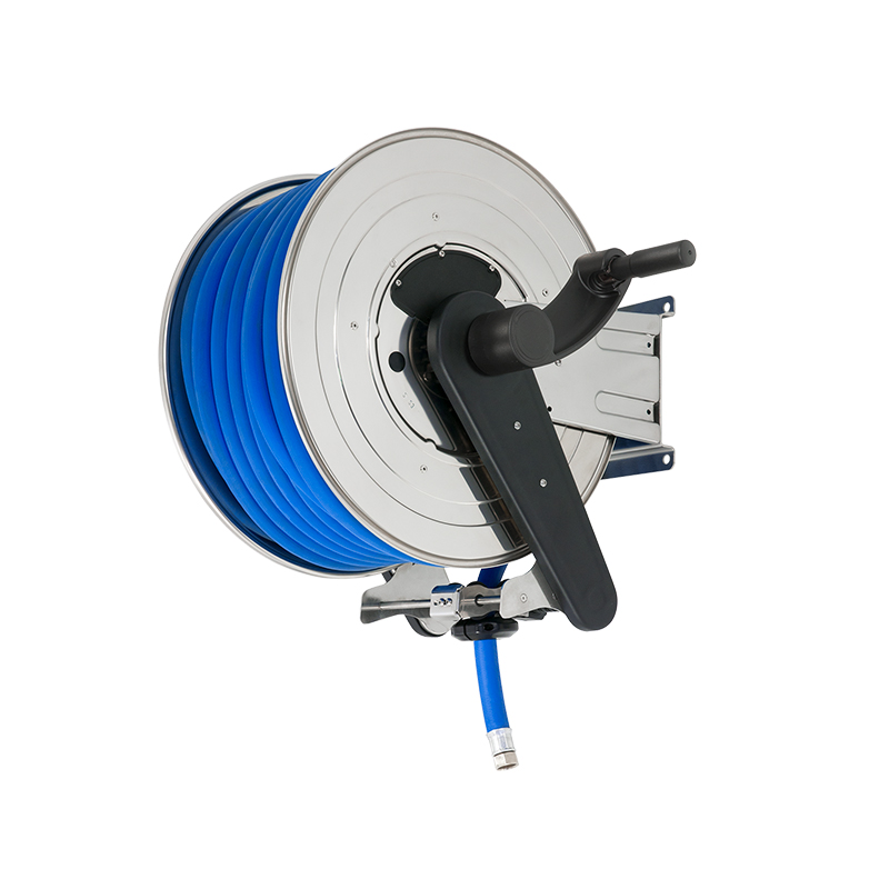 Stainless steel (AISI 304) manual hose reel ORION RD series for max 30 mt Ø1" hose - disc 540 mm - spool 260 mm - drum 250 mm - with hose guide (w/o hose), FLEXBIMEC (OX52261)
