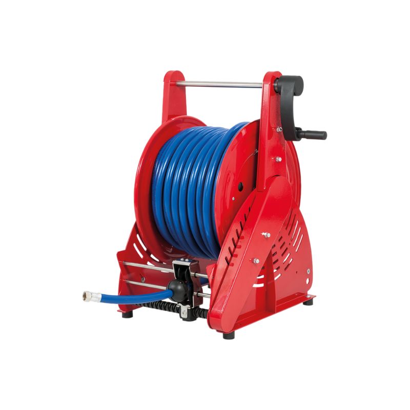 Painted steel manual hose reel ORION HEAVY DUTY series for max 18 mt Ø1" hose - disc 540 mm - spool 195 mm - drum 250 mm - w/o hose guide (w/o hose), FLEXBIMEC (OPSGF52191)