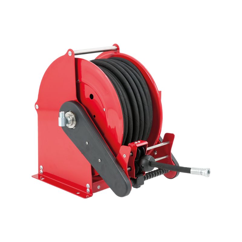Krāsota tērauda elektriskais 24 VDC motorizēts šļūtenes uztinējs SIRIO sērija maks. 18 m Ø1/2" šļūtenēm - disks 434 mm - spoles platums 130 mm - trumulis 250 mm - vadības panelis pēc izvēles - ar šļūtenes vadotni (bez šļūtenes), FLEXBIMEC (SF2442130)