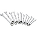 Ratcheting combination wrench set, long, 12 pcs, 8–19 mm (V1031, VIGOR)