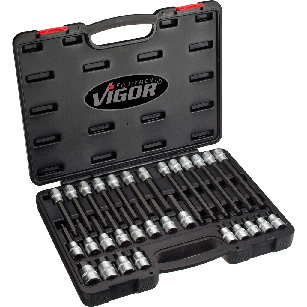 Hex screwdriver socket set, 5–19 mm, 30 pieces (V1919, VIGOR)