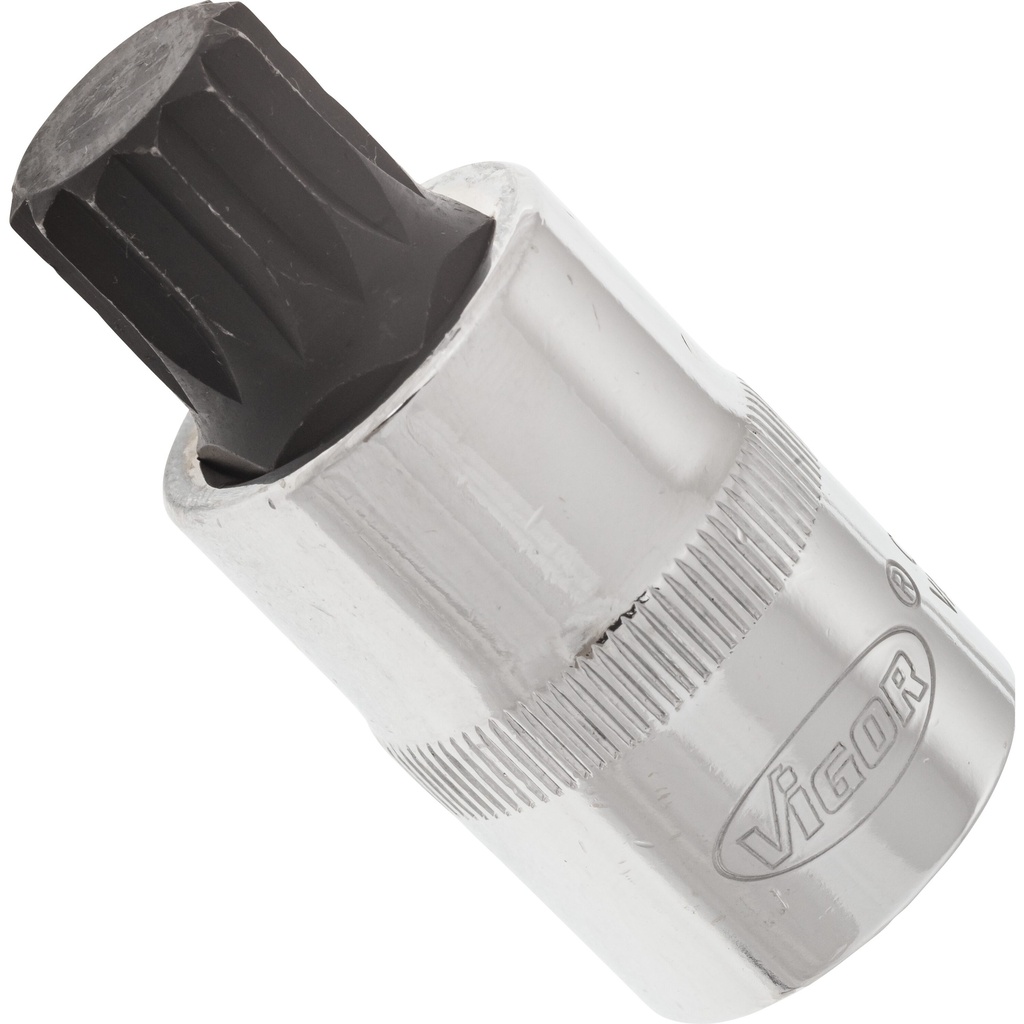 Screwdriver socket for screws with internal serration (XZN), 1/2 inch, M16, 55 mm (V2100, VIGOR)