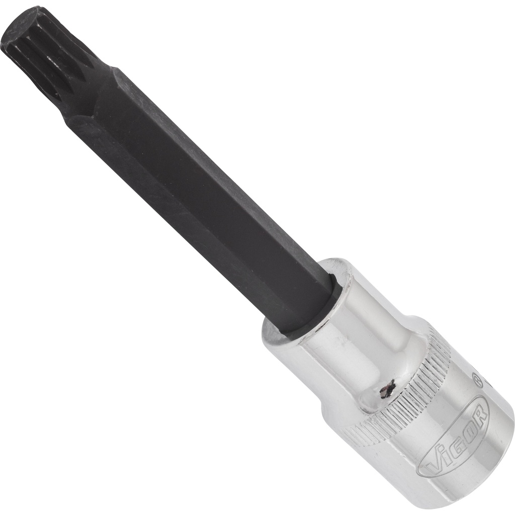 Screwdriver socket for screws with internal serration (XZN), 1/2 inch, M9, 100 mm (V2113, VIGOR)