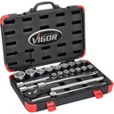 Socket set ∙ size 19 – 50 mm ∙ 21 pieces (V2318N, VIGOR)