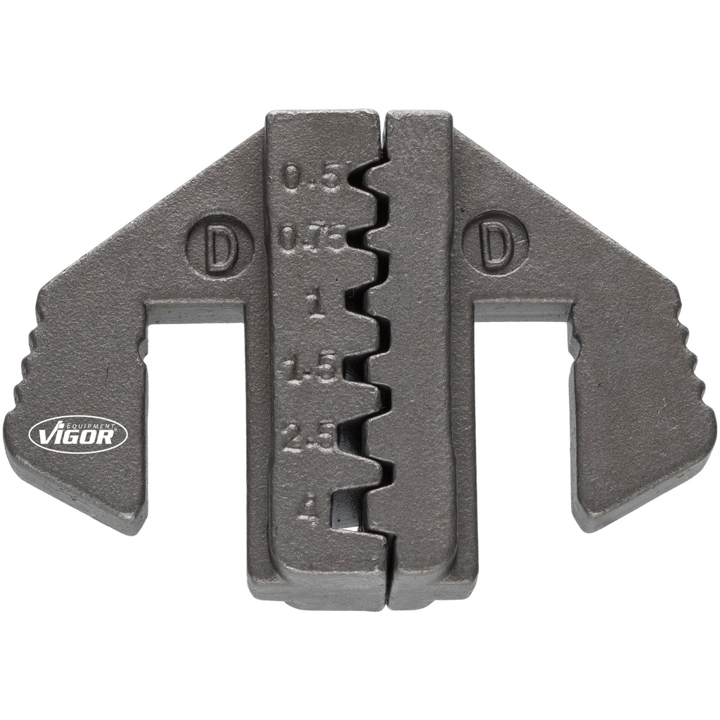 Interchangeable crimping die-head "D": for wire end sleeves with/without collar 0.5–4.0 mm² (V2499-D, VIGOR)