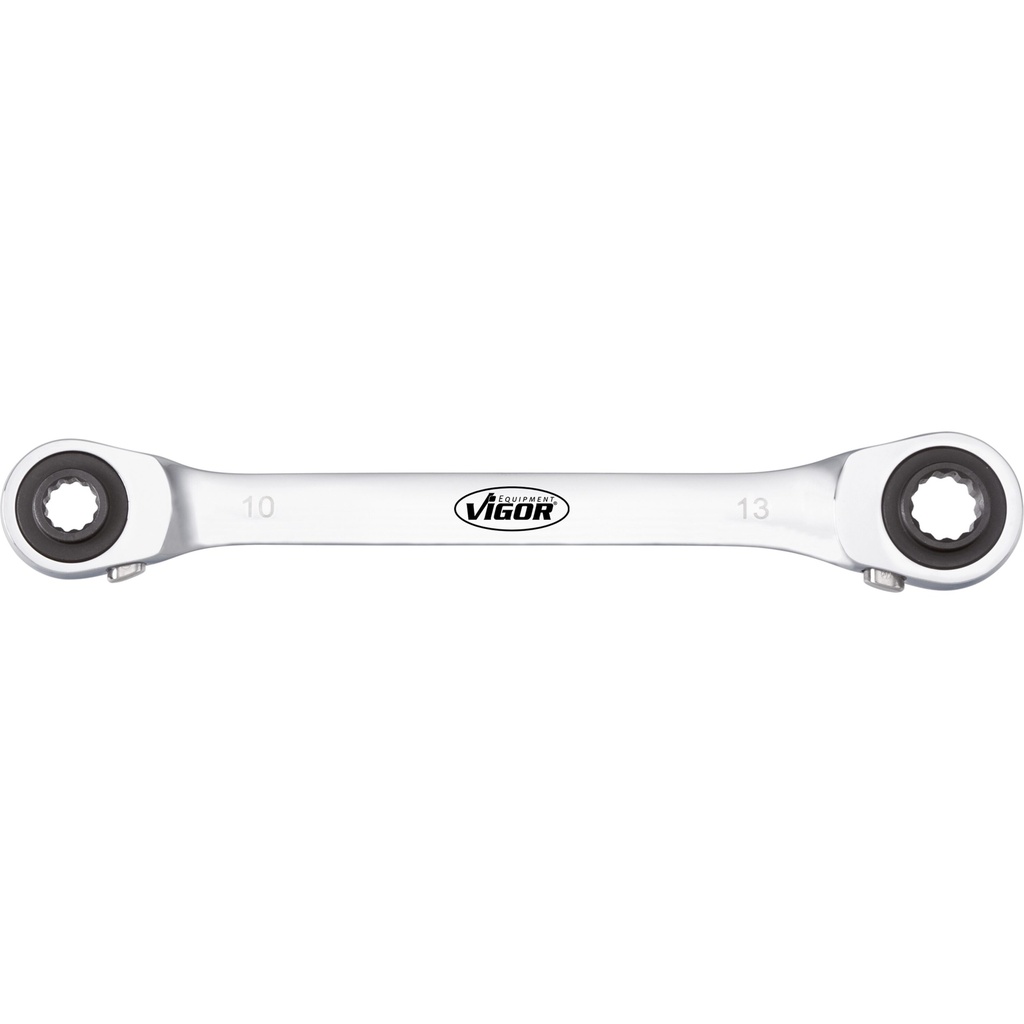 Double ratcheting box-end wrench, 10×13 · 17×19 (V2705, VIGOR)