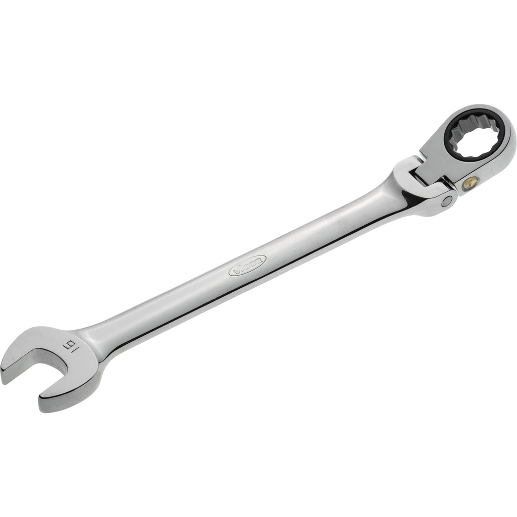 Ratcheting combination wrench with swivel head, size 16 mm (V2812, VIGOR)