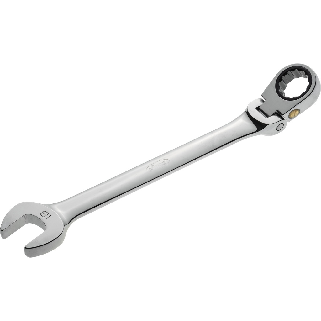 Ratcheting combination wrench with swivel head, size 18 mm (V2814, VIGOR)