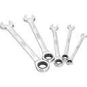 Ratcheting combination wrench set, long, 5 pcs (V2820, VIGOR)