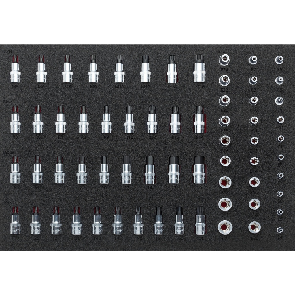 Socket set ∙ size 5 – 19 mm · E4 – E24 · M6 – 16 mm · T20 – T70 ∙ 64 pieces (V2837, VIGOR)