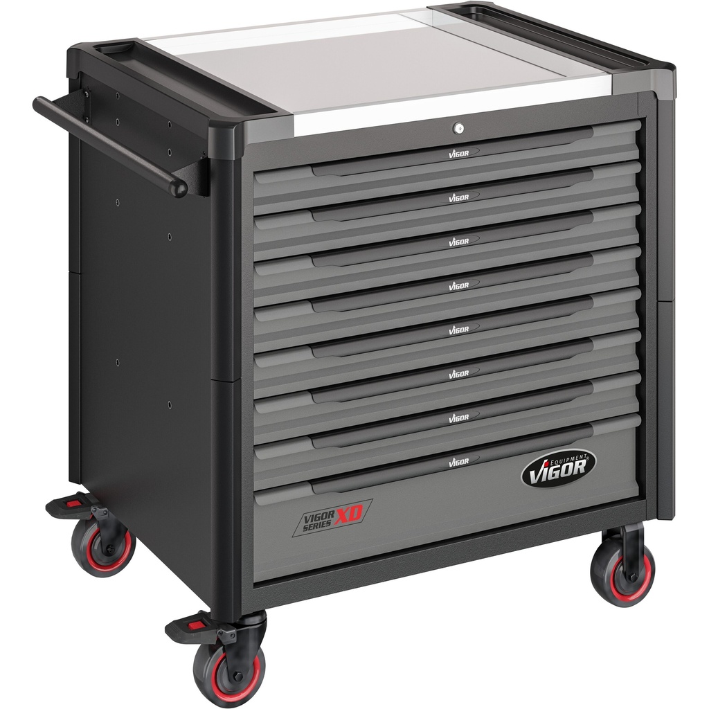 Tool trolley Series XD, extra deep, stainless steel worktop, empty (V4481-XD, VIGOR)