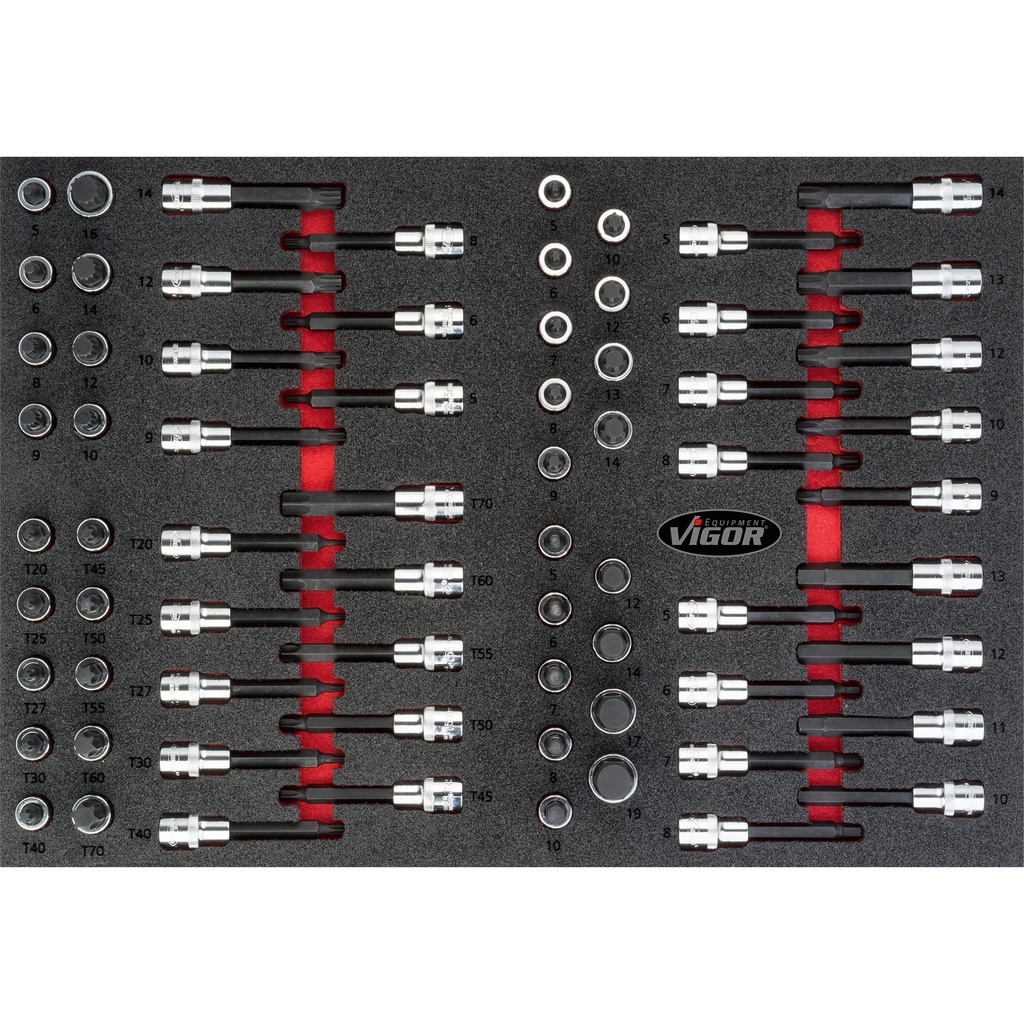 Screwdriver socket set, 1/2 inch, 70 pieces (V4753, VIGOR)