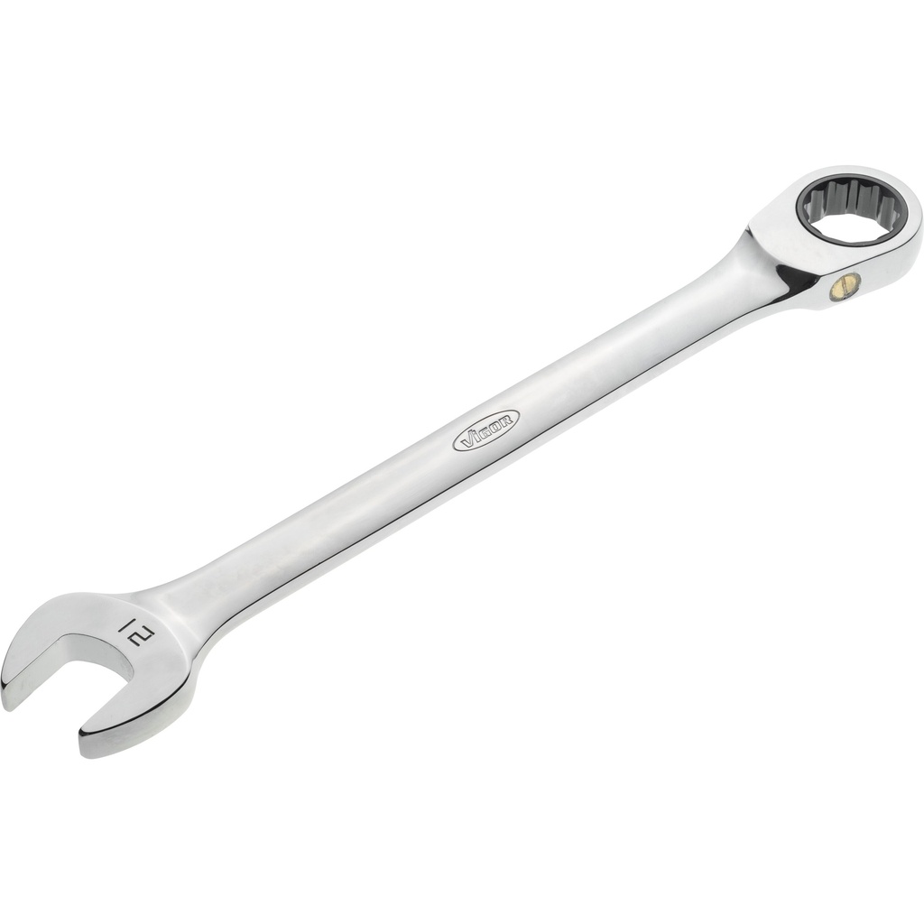 Ratcheting combination wrench, long, size 21 mm (V4961, VIGOR)